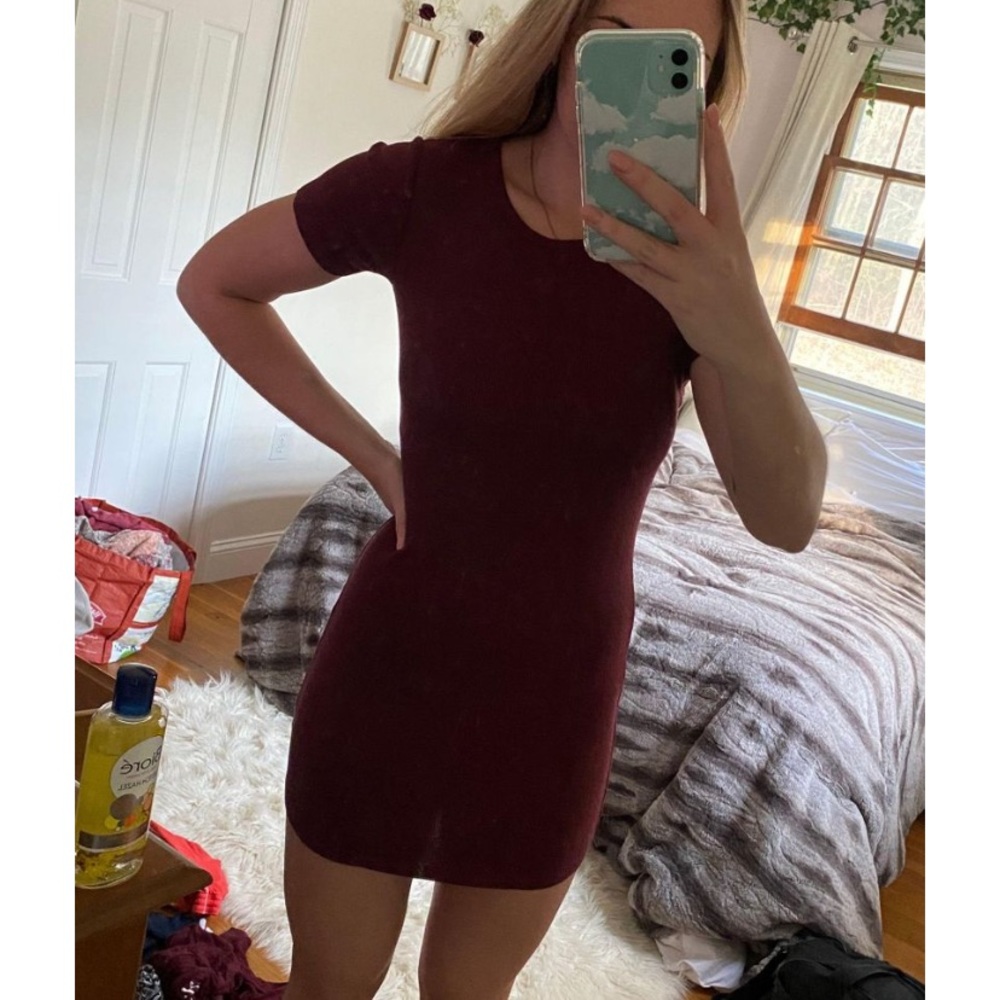 Brandy Melville Maroon T-shirt Dress